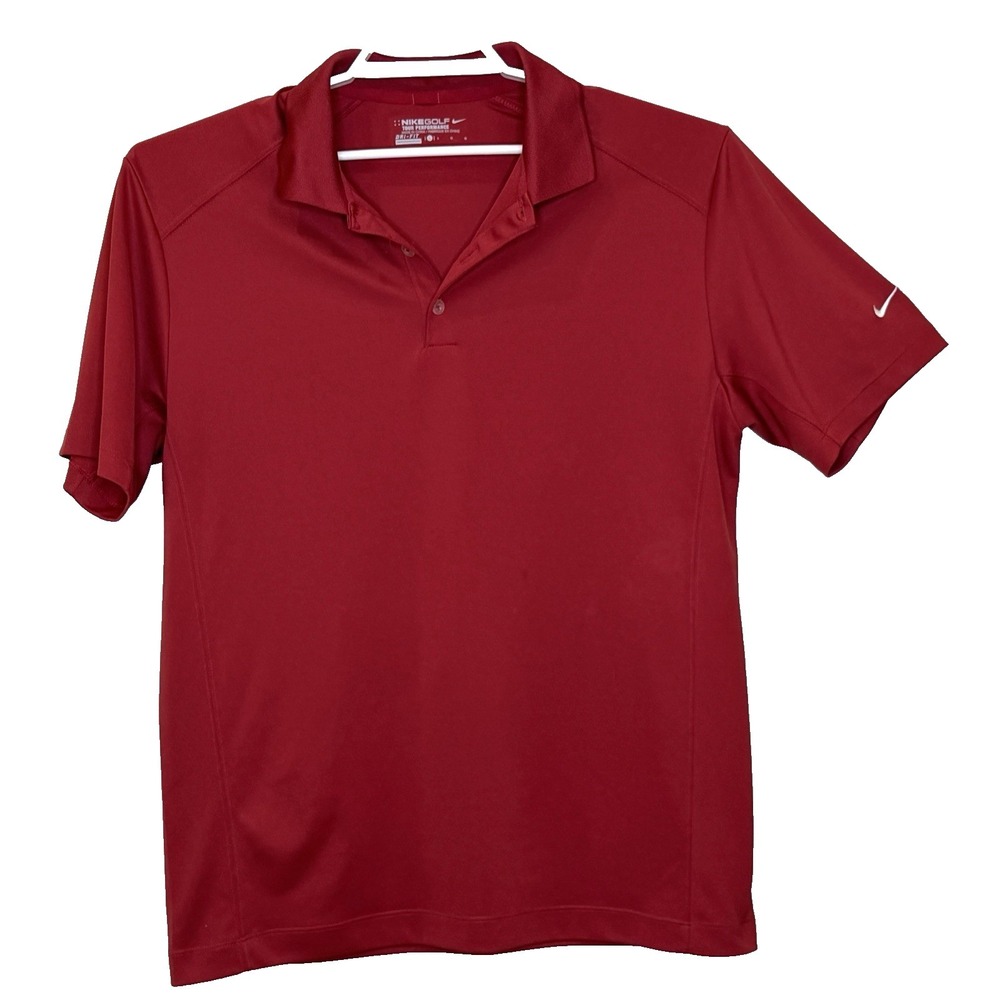 Nike Golf‎ Dri Fit Polo Shirt Mens Size Large Red Maroon Short Sleeve Collared